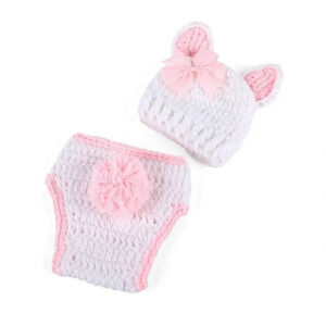 BABESIDE 2Pcs Reborn Bunny Hat and Diaper Cover for 17-20 Inch Baby Dolls